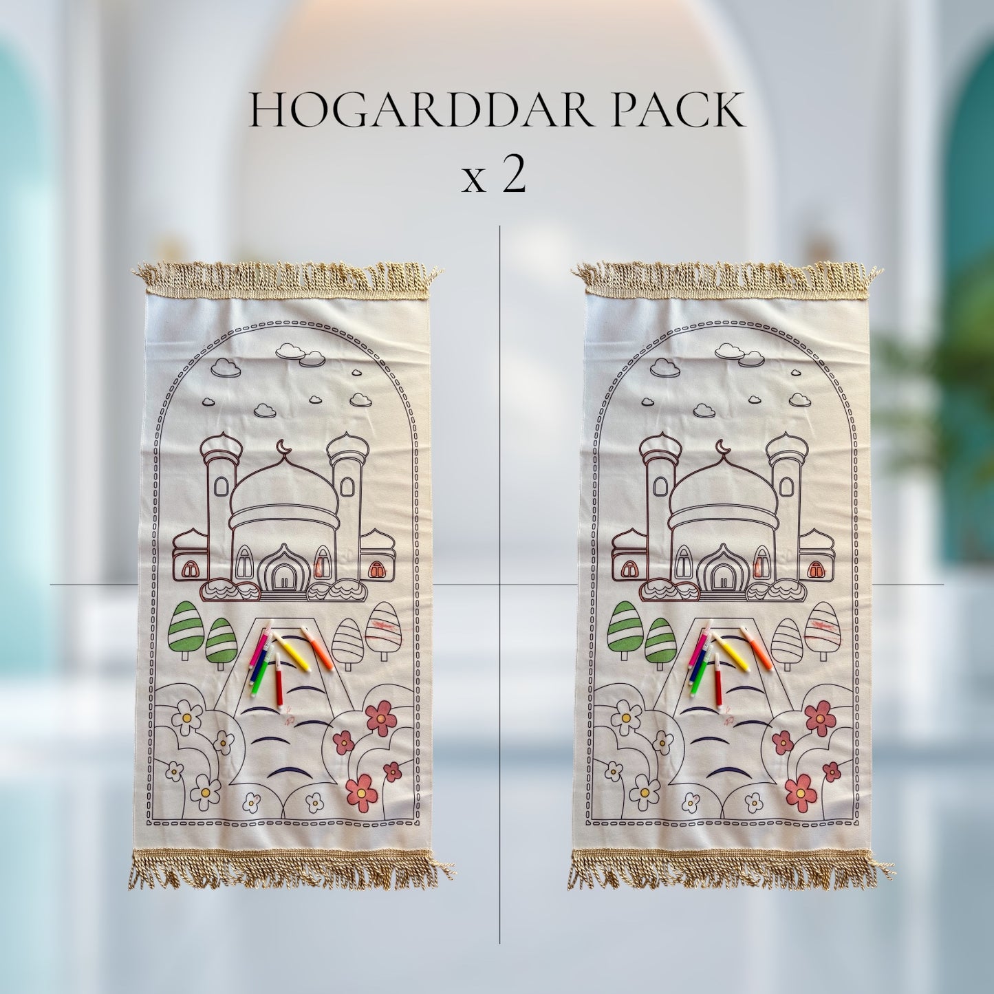 PACK DESCUENTO INFANTIL | x2 Alfombras de Rezo صلاة coloreables y lavables |