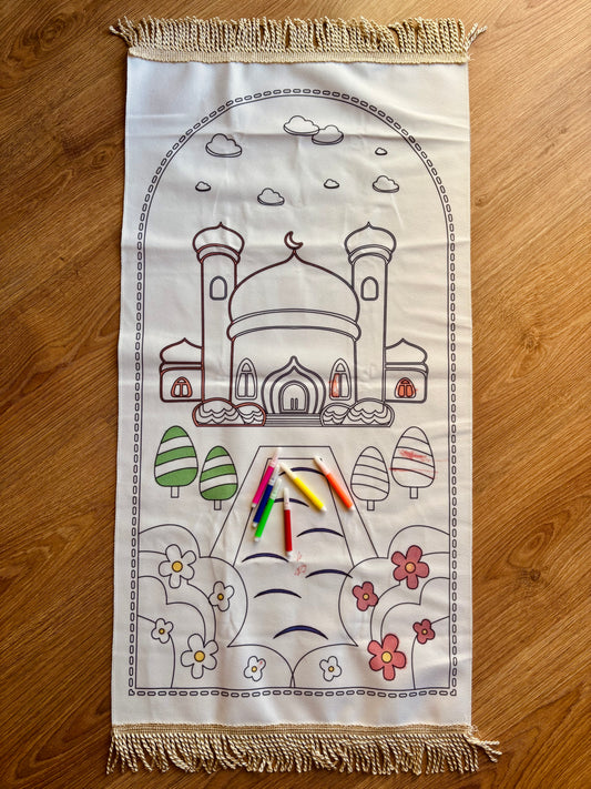 Colorable and Washable Children's Prayer Rug | Includes Free Pens |