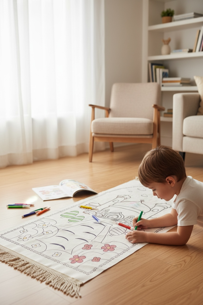 Colorable and Washable Children's Prayer Rug | Includes Free Pens |