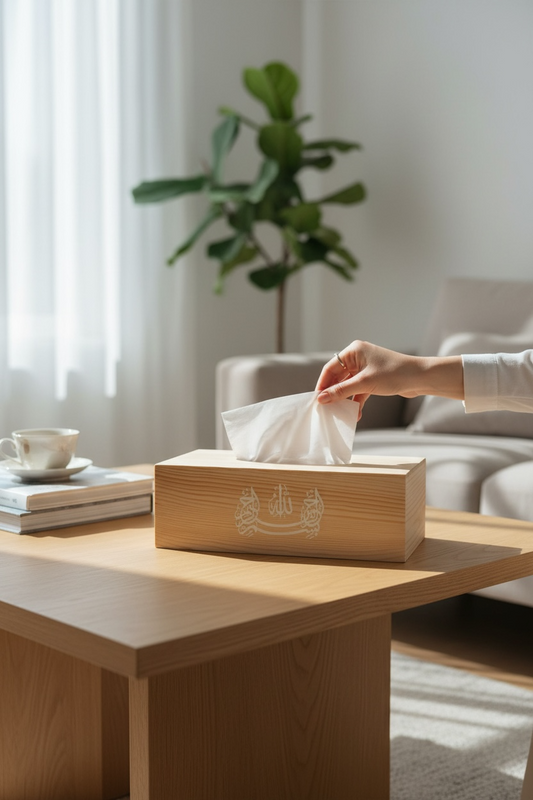 Pack Sakinah | Portapañuelos, velas de cera natural, incienso Noor y soporte de madera