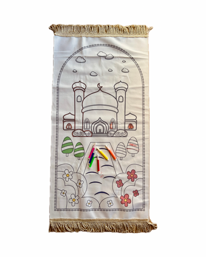 Colorable and Washable Children's Prayer Rug | Includes Free Pens |
