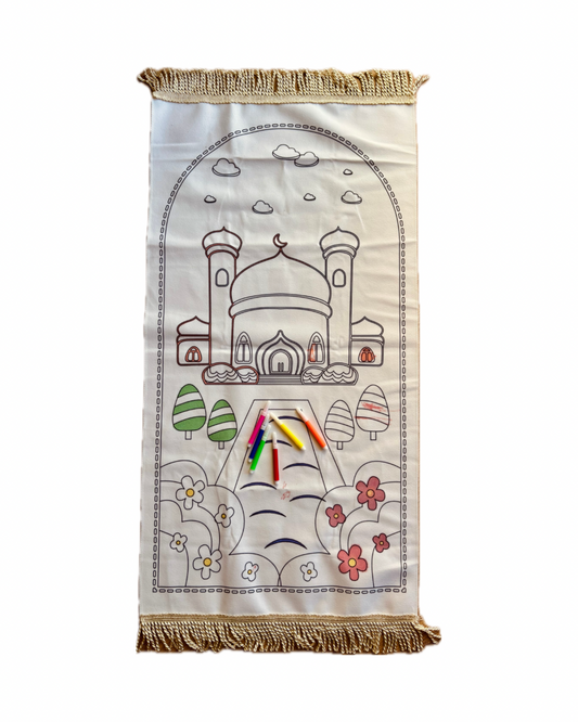 Colorable and Washable Children's Prayer Rug | Includes Free Pens |