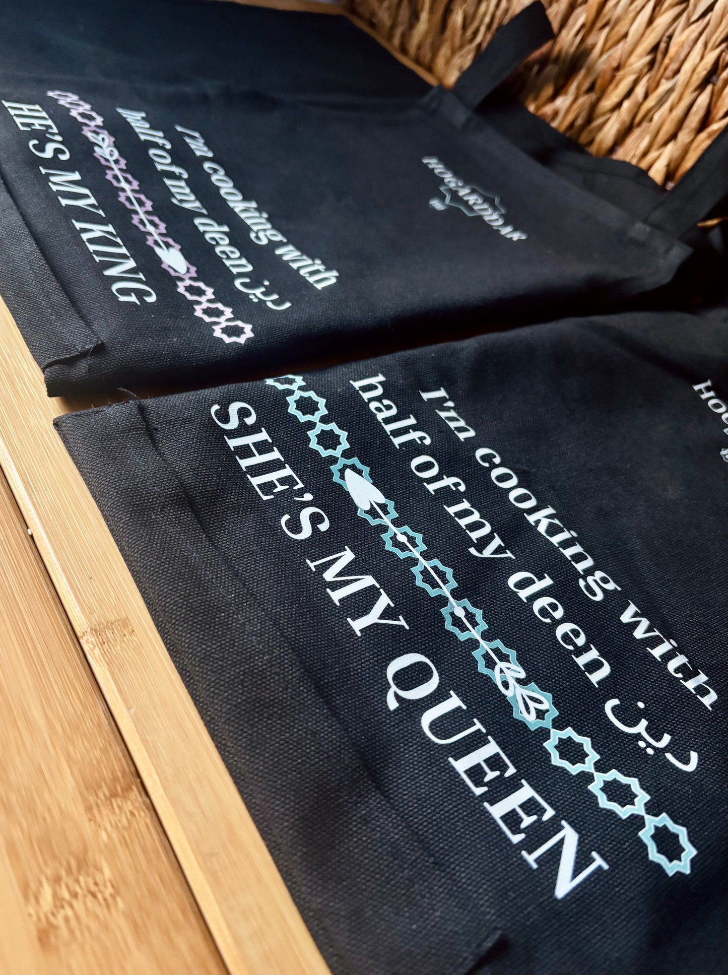 Delantales de pareja pack x2 | I’m cooking with half of my deen دين |He’s my KING & She’s my QUEEN