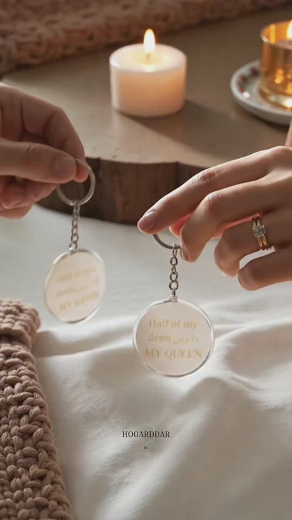 Llaveros de pareja pack x2 | Half of my deen is my KING & QUEEN